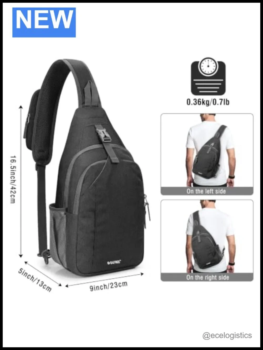 RFID Blocking Sling Bag Crossbody Water Resistant Polyester Daypack
